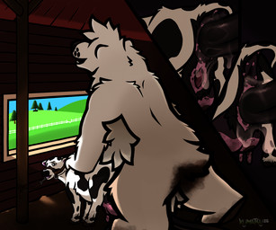 anal anal_penetration anthro anus armpit_hair barn barnyard bent_over body_hair dirt dirty dirty_anus dirty_feet duo feces feces_on_body feces_on_butt female feral feral_penetrated from_behind_position fur gaping gaping_anus gaping_vagina genitals hairy hooves leash male male/female mohawk no_testicles paneling penetration quadruped questionable_consent rear_view sex size_difference sky smaller_penetrated spots teats udders vaginal vaginal_penetration vulva white_body white_fur window window_light kumatsu bear bovid bovine cattle mammal polar_bear ursine 2026