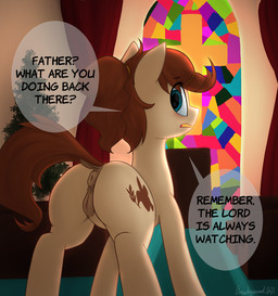 animal_genitalia animal_vulva anus christian_cross christian_symbol cross cutie_mark dialogue equine_genitalia equine_vulva female feral genitals inside religion religious_symbol solo text vulva anearbyanimal christianity hasbro my_little_pony fan_character earth_pony equid equine horse mammal pony english_text hi_res