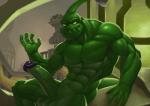 abs balls biceps big_penis erection genitals green_body green_skin looking_at_viewer male muscular muscular_male not_furry pecs penis solo vein veiny_penis kittikary league_of_legends riot_games tencent zac_(lol) zaun goo_creature