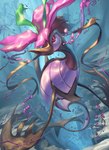 ambiguous_gender bubble detailed_background rock solo underwater water supearibu nintendo pokemon dragalge generation_6_pokemon pokemon_(species) 2021 hi_res