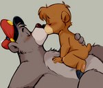 adult_on_young age_difference anthro anthro_on_anthro blush duo fur hug kiss_on_lips kissing male male/male nude older_male older_on_young simple_background size_difference young young_anthro young_male younger_anthro younger_male dandi disney talespin the_jungle_book baloo kit_cloudkicker bear mammal sloth_bear ursine hi_res