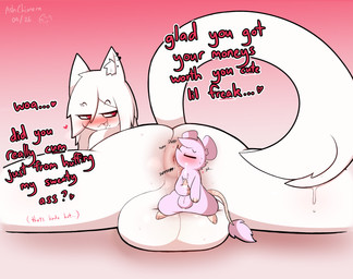 anthro anus_focus balls big_balls bodily_fluids butt butt_focus butt_sniffing cum cum_drip dripping duo ejaculation face_in_ass flexible genital_fluids genitals living_tail looking_back lying male masturbation musk on_front onomatopoeia orgasm_from_sniffing penile penile_masturbation piercing simple_background sitting_on_balls size_difference sniffing sound_effects splits spread_legs spreading sweat sweaty_butt tail teasing text unusual_anatomy unusual_tail tfwnocatgirlgf ash_(tfwnocatgirlgf) chimera mammal mouse murid murine rodent absurd_res english_text hi_res
