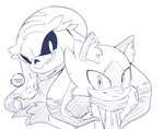 anthro duo grin inner_ear_fluff looking_at_viewer male scarf smile tail tentacles tuft hikariviny idw_publishing sega sonic_the_hedgehog_(comics) sonic_the_hedgehog_(idw) sonic_the_hedgehog_(series) duo_the_cat mimic_the_octopus cephalopod coleoid felid feline leopardus mammal marine mollusk ocelot octopodiform octopus 2024 greyscale hi_res monochrome