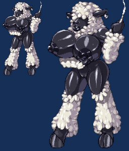 anthro areola big_areola big_breasts biped black_body black_lips black_skin breasts cigarette curvy_figure ear_piercing female fur genitals glistening glistening_body glistening_skin hair hair_over_eyes holding_breast hooves huge_breasts lips nipples nude piercing pseudo_clothing simple_background smoke smoking solo standing thick_bottom_lip voluptuous vulva white_body white_fur white_hair wool_(fur) casetermk chaqueta bovid caprine domestic_sheep mammal sheep alpha_channel digital_media_(artwork) low_res pixel_(artwork)