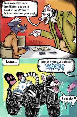 abdl after_oral anthro anthro_on_anthro bdsm bitchsuit bodily_fluids bondage_gear boss_and_employee cum cum_drip cum_dripping_from_mouth degradation dialogue diaper diaper_fetish dirty_talk disembodied_penis dripping duo erection gag genital_fluids genitals glans humiliation larger_sub latex male male/male melee_weapon offscreen_character oral penis polearm role_reversal size_difference smash_cut soiled_diaper submissive submissive_male text unclean_diaper used_diaper weapon dddyoma instant_loss_2koma mr._wallace felid feline mammal murid murine pantherine rat rodent tiger comic english_text hi_res