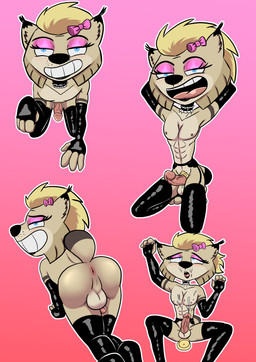 anal anal_penetration anthro balls bodily_fluids butt cum femboy genital_fluids genitals male penetration penis solo toony damian5320 lynxcorner patt_(lynxcorner) absurd_res hi_res