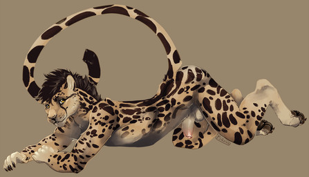 anthro athletic athletic_anthro athletic_male balls black_body black_fur erection foreskin fur genitals gradient_penis humanoid_genitalia humanoid_penis looking_at_viewer male male_anthro markings nude nude_anthro nude_male pawpads penis pink_penis smile solo spots spotted_body spotted_fur tail tan_body tan_fur tan_penis whisker_spots yellow_eyes i-psilone cody_(shadeba) cheetah felid feline king_cheetah mammal 2021