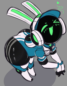 anthro armwear big_butt black_body blue_clothing blue_hat blue_headwear blue_jacket blue_jumpsuit blue_topwear butt clothing elbow_gloves electronics eyebrows featureless_feet feet female female_anthro fingerless_gloves glistening_thighs gloves green_eyes grey_background grey_body handwear hat headgear headphones headwear heart_symbol high-angle_view huge_butt jacket leaning leaning_forward legwear looking_at_viewer one_eye_closed open_mouth open_smile rabbit_ears robotic_ear robotic_tail simple_background smile solo striped_body stripes thick_thighs thigh_highs topwear white_clothing white_hat white_headwear white_jacket white_jumpsuit white_topwear wide_hips wink winking_at_viewer imerald project_turboblast tempo_(project_turboblast) animal_humanoid humanoid lagomorph leporid mammal rabbit robot_anthro 2025 guide_lines
