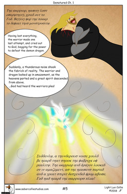 aura black_body blood blue_eyes bodily_fluids claws comic_panel female feral group male tears text toony trio white_body lightluxcollie denatured_(lightluxcollie) mythology belmodeus_(lightluxcollie) yalzeema_(lightluxcollie) canid canine canis deity dragon human mammal mythological_creature mythological_scalie scalie wolf comic greek_text hi_res url