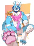 4_toes abs amber_eyes anatomically_correct anatomically_correct_genitalia anatomically_correct_penis animal_genitalia animal_penis anklet anthro areola armor balls beard biceps big_penis blue_beard blue_body blue_facial_hair blue_fur blush bracelet canine_genitalia canine_penis chest_tuft claws ear_piercing ear_ring eyebrows facial_hair facial_piercing feet foot_fetish foot_focus fur genitals glistening glistening_eyes hair jewelry knot male masturbation mostly_nude muscular muscular_anthro muscular_male navel nipples nose_piercing nose_ring one_eye_closed pawpads paws pecs penile penile_masturbation penis piercing pink_pawpads pose ring_piercing sitting solo toe_claws toes tuft unconvincing_armor white_body white_fur white_hair wink negy milkshake_(milkshakefrappucino) canid canine fox mammal 2022 digital_drawing_(artwork) digital_media_(artwork) hi_res pinup