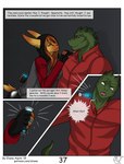 anthro attack bald big_ears bottomwear close-up clothed clothing comic comic_panel crocodile crocodilian crocodylid dialogue digital_media_(artwork) drugs duo eliana-asato english_text felid feline female fingerless_gloves fur gloves glowing_liquid green_body green_scales hair handwear hi_res holding_object holding_syringe hood hoodie jacket jen_(eliana-asato) latex latex_bottomwear latex_clothing latex_pants leather leather_bottomwear leather_clothing leather_pants legwear long_hair looking_at_another looking_at_viewer lynx male mammal muscular muscular_anthro muscular_male oleg_(eliana-asato) open_mouth orange_hair pants red_clothing reptile scales scalie shirt shocked_expression short_tail simple_background smile speech_bubble syringe tail teeth text topwear touching_face url yellow_body yellow_eyes yellow_fur