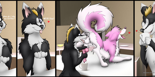 animal_genitalia animal_penis anthro anthro_on_feral ball_lick balls bestiality beverage bodily_fluids canine_genitalia canine_penis coffee cum cum_in_beverage cum_in_coffee cum_in_container cum_in_mouth cum_inside drinking drinking_cum duo ejaculation erection feral genital_fluids genitals handjob intersex intersex/male knot knotted_penis licking male maleherm oral penile penis penis_milking sex sheath tongue sirfox srfx18 kiba_kurokage mauro_(aquaunga) akita canid canine canis domestic_dog husky mammal nordic_sled_dog spitz wolf absurd_res hi_res