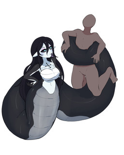 5_fingers anthro apode black_hair black_tail blue_eyes breasts coiling coiling_around_body dark_sclera dominant dominant_female duo eyebrows faceless_character faceless_human faceless_male female female_anthro finger_fetish finger_lick finger_play fingers forked_tongue hair hand_on_hip larger_anthro larger_female legless licking long_hair male male/female male_human monster_girl_(genre) navel purple_tongue scales serpentine simple_background size_difference smaller_human split_form tail tail_coil tongue ventral_scales white_background abyss_creature_(artist) draconcopode human lamia mammal reptile scalie snake 2024 4:5 absurd_res digital_drawing_(artwork) digital_media_(artwork) full-length_portrait hi_res korean_description portrait