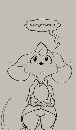 anthro blush blush_lines bow_tie clothed clothing food fruit grape looking_at_another looking_up male micro mouse_tail plant servant shocked solo muhny lyle_(muhny) mammal mouse murid murine rodent monochrome