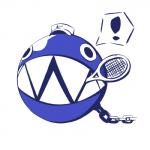 ambiguous_gender black_eyes chain clothing exclamation_point hat headgear headwear not_furry sharp_teeth simple_background solo speech_bubble sport teeth tennis tennis_racket white_background artsy-rc mario_bros mario_tennis mario_tennis_aces nike nintendo chain_chomp sphere_creature big_mouth_(disambiguation) 1:1 blue_and_white hi_res monochrome