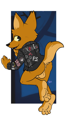 alternative_fashion anthro anus backsack balls bottomless butt clothed clothing erection feet genitals jacket male naughty_face offscreen_character outside penis presenting presenting_anus presenting_hindquarters public punk soles solo toes topwear tbid night_in_the_woods gregg_lee canid canine fox mammal hi_res