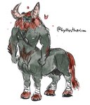 balls beard braided_beard facial_hair flaccid genitals hair heart_symbol hooves horn long_beard male mane nipples pecs penis red_beard red_facial_hair red_hair solo lykostherium breath_of_the_wild nintendo the_legend_of_zelda lynel taur hi_res