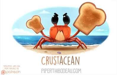 ambiguous_gender beach beady_eyes black_eyes bread cloud feral food grumpy humor looking_at_viewer pun sea seashell seaside shell simple_background sky solo toast visual_pun water white_background piper_thibodeau aquatic arthropod crab crustacean decapod food_creature malacostracan digital_media_(artwork) digital_painting_(artwork) painting_(artwork)