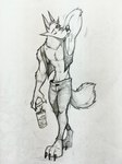 anthro armpit_fetish armpit_sniffing athletic athletic_anthro athletic_male big_muscles biped container cup fur holding_container holding_cup holding_object male muscular sniffing solo tongue walking_towards_viewer white_body white_fur piti_yindee hank_howell_(piti_yindee) canid canine canis mammal wolf 2024 3:4 hi_res