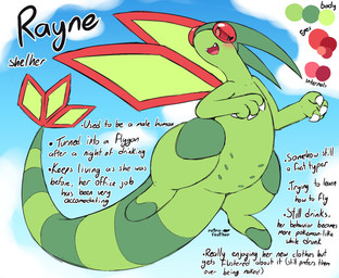 3_fingers after_transformation back_wings blush bottom_heavy cloud female feral fingers frown gender_transformation green_body long_neck long_tail multi_nipple nipples smile solo tail tapering_tail text thick_tail transformation wide_crotch wings nulloffset mythology nintendo pokemon rayne_(nulloffset) dragon flygon generation_3_pokemon mythological_creature mythological_scalie pokemon_(species) scalie digital_media_(artwork) english_text hi_res
