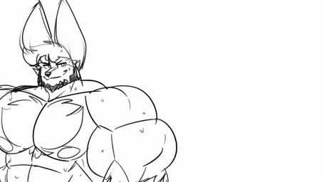 animated_gif anthro armpit_fetish armpit_tuft big_muscles bodily_fluids chest_tuft duo huge_muscles hyper hyper_armpit_hair hyper_muscles male muscular muscular_male size_difference sweat tuft somniumfox canid canine fennec_fox fox mammal true_fox 16:9 animated monochrome short_playtime widescreen