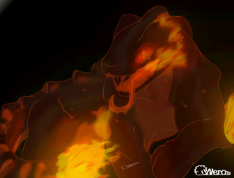 ambiguous_gender candle countershading feral fire flaming_hair flaming_tail open_mouth pseudo_hair solo tail tongue tongue_out wax nerothefloof monster unknown_species digital_media_(artwork) hi_res shaded