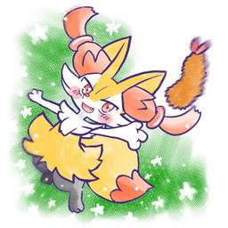 accessory ambiguous_anthro ambiguous_gender anthro biped blush blush_stickers cute_fangs digitigrade dipstick_tail fangs food front_view hair_accessory hair_tie looking_at_viewer markings open_mouth open_smile shrimp_(food) simple_background smile snout solo star_polygon tail tail_markings teeth throwing annyui0611 nintendo pokemon braixen canid generation_6_pokemon mammal pokemon_(species) 1:1 2025 digital_drawing_(artwork) digital_media_(artwork) full-length_portrait hi_res japanese_description portrait translated_description