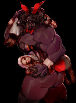 1_eye anthro back_muscles biceps big_butt big_muscles big_pecs blood bodily_fluids bunny_costume butt carrying_another carrying_partner clenched_teeth clothed clothing costume fake_ears fake_rabbit_ears group horn huge_pecs looking_at_viewer male muscular muscular_male muscular_thighs nosebleed open_mouth partially_clothed pecs sharp_teeth simple_background size_difference teeth triceps unconscious yellow_eyes subliminalplums elden_ring fromsoftware mohg_lord_of_blood human humanoid mammal monster monstrous_humanoid omen_(elden_ring) digital_media_(artwork) hi_res