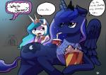 beverage blue_eyes blue_fur blue_hair cakewasgood clothing crown cutie_mark dialog drink english_text equine female feral friendship_is_magic fur hair horn long_hair lying mammal multi-colored_hair my_little_pony on_side open_mouth popcorn princess princess_celestia_(mlp) princess_luna_(mlp) purple_eyes royalty shirt straw text tongue white_fur winged_unicorn wings
Rating: Safe
Score: 11
User: Deatron
Date: September 14, 2013
