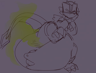 ambiguous_gender anthro big_diaper diaper feces huge_diaper pooping soiled_diaper soiling soiling_diaper solo stink_fumes unclean_diaper used_diaper using_diaper smug_prince nintendo pokemon rose_(heyitsein) generation_7_pokemon hakamo-o pokemon_(species) hi_res sketch