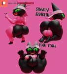 3_toes 5_fingers anthro anus armwear backsack ball_bulge balls big_butt black_body black_fur bulge butt circumcised clothing crouching dialogue erection exclamation_point fangs feet fingers front_view fur genitals gesture green_eyes hand_gesture hat headgear headwear humanoid_genitalia humanoid_penis legwear looking_back male open_mouth penis pink_anus pink_armwear pink_background pink_clothing pink_headwear pink_legwear pink_shirt pink_thong pink_topwear pink_underwear rear_view sharp_teeth shirt simple_background smile solo teeth thick_thighs thong tiptoes toes topwear underwear v_sign visor_cap camseven cartoon_network mao_mao:_heroes_of_pure_heart sheriff_mao_mao_mao domestic_cat felid feline felis mammal 2023 3d_(artwork) digital_media_(artwork) english_description hi_res sketch_page
