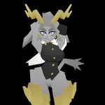 1:1 3d_(artwork) alpha_channel animal_humanoid anthro antlers armor blue_eyes bovid breasts caprine clothing digital_media_(artwork) felid feline female fur goat grey_body grey_fur hi_res horn humanoid hybrid jewelry lagomorph lagomorph_humanoid low_poly mammal mammal_humanoid on_model polygonal pseudoregalia simple_background solo sybil_(pseudoregalia) tail topwear transparent_background unknown_artist vest