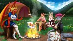 anthro barefoot big_breasts breasts candy cheerleader_outfit claws clothed clothing cloven_hooves dessert detailed_background feet female fireplace food group hiking hooves huge_breasts looking_at_another looking_pleasured male marshmallow outside sitting tail toes tsarinart mythology kairoshi raven_nightingale saffryn toofy_(character) tsarina berger_blanc_suisse bovid canid canine canis caprine domestic_dog dragon fish goat herding_dog mammal marine murid murine mythological_creature mythological_scalie pastoral_dog rat rodent scalie shark 16:9 4k absurd_res hi_res widescreen