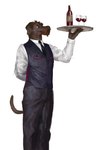 alcohol anthro beverage bottomwear brown_body brown_fur classy clothed clothing collared_shirt container cup dress_shirt drinking_glass fully_clothed fur glass glass_container glass_cup hand_behind_back holding_object male necktie pants shirt simple_background solo standing suit tail topwear tray vest waiter white_background wine wine_bottle wine_glass cettus canid canine canis domestic_dog mammal 2022 hi_res