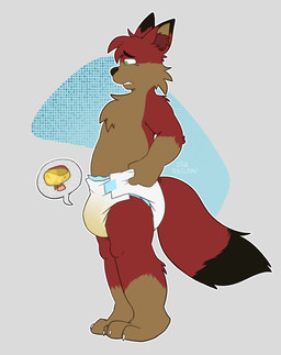 anthro bodily_fluids clothed clothing desperation diaper feces full_bladder full_diaper genital_fluids leaking_diaper male omorashi soiled_diaper soiling solo unclean_diaper urine used_diaper wearing_diaper wet wet_diaper wetting possumkiddo vesper_(mojavemezo) canid canine fox mammal 2024 absurd_res hi_res