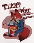 amazed anthro barefoot borsch bottomwear clothing collar container feet food fur holding_jar jacket jar looking_down male open_mouth pants red_body red_fur sharp_teeth shock_collar simple_background sitting solo suit tail teeth text topwear wide_eyed yellow_eyes nicolaswildes_(artist) disney zistopia zootopia nick_wilde canid canine fox mammal red_fox true_fox 2017 hi_res