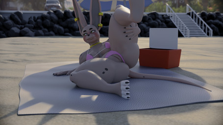 anthro beach bikini blush brae_mcdoe-imanara_(cantgetprivacy) breasts butt clothed clothing cooler female genitals hairless looking_at_viewer outside piercing rock sand smile swimwear tail thick_thighs towel two-piece_swimsuit umbrella vulva justyschultzy domestic_cat felid feline felis hairless_cat mammal sphynx_(cat) 16:9 3d_(artwork) digital_media_(artwork) hi_res widescreen