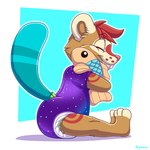 anthro baby beaver_tail blue_tail brown_body brown_fur buckteeth clean_diaper clothed clothing content_smile diaper exposed_diaper eyes_closed fur hair happy holding_object holding_plushie hug hugging_object hugging_plushie male markings onesie plushie red_hair red_markings sitting solo tail teeth wearing_diaper young rexam-1 kvikk_(littlekvikk) beaver mammal rodent 1:1