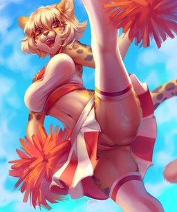 anthro arm_markings bangs big_breasts biped blue_sky bottomwear breasts brown_body brown_fur brown_markings brown_nose brown_spots butt cheerleader clitoral_hood clitoris clothed clothed_anthro clothed_female clothing cloud countershade_crotch countershade_face countershade_fur countershade_legs countershade_torso countershading crop_top cute_fangs day dipstick_tail eyelashes facial_markings fangs female female_anthro flexible front_view fur fur_markings genitals glistening glistening_eyes hair hair_between_eyes happy head_markings holding_object holding_pom_poms humanoid_genitalia humanoid_vulva inner_ear_fluff iris leg_markings legwear light long_tail looking_at_viewer looking_down looking_down_at_viewer low-angle_view markings midriff monotone_hair multicolored_body multicolored_bottomwear multicolored_clothing multicolored_crop_top multicolored_fur multicolored_shirt multicolored_skirt multicolored_tank_top multicolored_topwear navel no_underwear on_one_leg one_leg_up open_mouth open_smile outside pink_clitoral_hood pink_clitoris pink_tongue pink_vulva pom_poms pose pupils raised_leg red_bottomwear red_clothing red_crop_top red_eyes red_shirt red_skirt red_tank_top red_topwear shirt short_hair shoulder_markings skirt sky smile smiling_at_viewer solo splits spots spotted_body spotted_fur spotted_markings spotted_tail spread_legs spreading standing sunlight tail tail_markings tank_top teeth text thick_thighs tongue topwear tuft two_tone_bottomwear two_tone_clothing two_tone_crop_top two_tone_shirt two_tone_skirt two_tone_tank_top two_tone_topwear upskirt upskirt_view vertical_splits vulva white_body white_bottomwear white_clothing white_countershading white_crop_top white_fur white_inner_ear white_inner_ear_fluff white_legwear white_markings white_sclera white_shirt white_skirt white_tail_tip white_tank_top white_topwear white_tuft yellow_body yellow_ears yellow_fur yellow_tail admiralobster nadia_(fafd) cheetah felid feline mammal 2025 absurd_res artist_name dated hi_res lighting pinup portrait shaded signature three-quarter_portrait