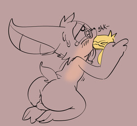 anthro anus balls big_butt big_ears bodily_fluids butt deep_throat duo eyewear fellatio gagging genitals glasses kneeling long_penis looking_pleasured male male/male nude oral oral_penetration penetration penile penis sex sweat sweatdrop tears tongue tongue_out crazymazies chikn_nuggit chikn_nuggit_(chikn_nuggit) onyn_ring_(chikn_nuggit) bat canid canine canis domestic_dog eastern_red_bat mammal hi_res