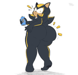 anthro beverage_can big_breasts big_butt black_body black_fur breasts butt butt_expansion expansion female fur huge_butt looking_back nipples nude solo surprised yellow_eyes bingbingo sega sonic_the_hedgehog_(series) fan_character umbra_the_hedgehog eulipotyphlan hedgehog mammal hi_res watermark