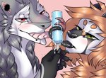 black_tongue claws duo female food forked_tongue licking long_tongue popsicle smile tongue vivien13 sergal unknown_species