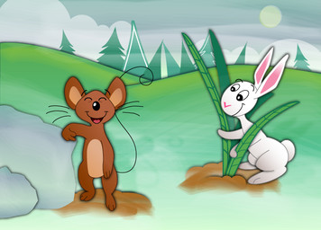 ambiguous_gender anthro black_nose brown_body brown_fur cloud detailed_background dirt duo eyes_closed fur grass male open_mouth outside pink_nose plant rock sky standing sun tongue tree white_body white_fur beachrain my_friend_rabbit mouse_(my_friend_rabbit) rabbit_(my_friend_rabbit) lagomorph leporid mammal mouse murid murine rabbit rodent digital_media_(artwork) hi_res