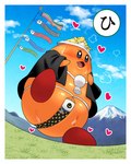 bottomwear clothing heart_eyes heart_symbol kite loincloth male orange_body skindentation slightly_chubby solo kwskkaruta kirby_(series) nintendo chef_kawasaki 4:5