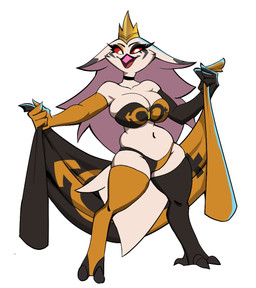 anthro big_breasts black_clothing black_leggings black_legwear bra breasts clothing crown female fur hair headgear leggings legwear long_hair panties red_eyes simple_background slightly_chubby slightly_chubby_anthro slightly_chubby_female smile solo standing straight_pride_colors straight_pride_flag thick_thighs underwear white_background white_body white_face white_fur white_hair yellow_clothing yellow_leggings yellow_legwear grishnax hellaverse helluva_boss stella_(helluva_boss) anatid anseriform anserine avian avian_demon bird demon swan