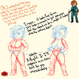 actress anthro blush bottomwear breasts clothed clothed_anthro clothing dialogue embarrassed female footwear hair hair_over_eye logo medium_breasts pants shoes short_tail sneakers solo standing tail talking_to_another text thick_thighs tight_bottomwear tight_clothing tight_jacket tight_pants torn_clothing tracksuit wardrobe_malfunction sinisterslyfox canid canine canis domestic_dog mammal shiba_inu spitz 1:1 absurd_res english_description english_text hi_res shaded sketch
