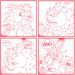 anthro comic_panel erection fellatio female genitals glans kissing male male/female oral penile penis penis_kissing sex solo text oddjuice happy_tree_friends flaky_(htf) mammal porcupine rodent comic hi_res monochrome