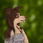 anthro eyewear facial_piercing female floppy_ears glasses hair lip_piercing outside piercing raining red_eyes solo wet samaella unknown_artist canid canine canis domestic_dog mammal 1:1