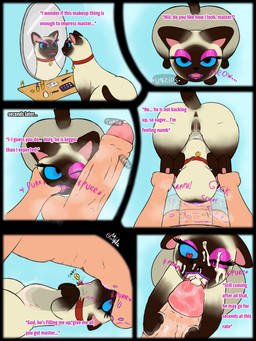 abdominal_bulge anus balls balls_deep bestiality big_butt big_penis black_eyes blue_sclera bodily_fluids brown_body brown_fur bulge butt collar cum cum_from_nose cum_in_mouth cum_in_nose cum_in_stomach cum_inside cum_on_face cum_on_tongue deep_throat dialogue dominant dominant_human dominant_male duo eyelashes face_fucking female feral finger_in_mouth fur furniture genital_fluids genitals grabbing_both_legs heart_eyes heart_symbol huge_butt huge_penis irrumatio kiss_mark larger_human larger_male lipstick lipstick_on_balls lipstick_on_penis looking_at_another looking_at_genitalia looking_at_mirror looking_at_object looking_at_penis looking_at_viewer looking_pleasured looking_up looking_up_at_partner lying makeup makeup_brush makeup_kit male male/female mirror multiple_scenarios neck_bulge on_back one_eye_closed open_mouth oral oral_penetration paws penetration penile penis penis_grab penis_in_mouth penis_on_face pivoted_ears precum purple_lipstick running_makeup sex simple_background sitting size_difference smaller_female smaller_feral sound_effects tail tan_body tan_fur text thick_thighs tongue vaginal_fluids vulva majika until_it_snaps domestic_cat felid feline felis human mammal siamese 2026 comic english_text hi_res meme signature