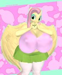 anthro anthrofied big_breasts bottomwear breasts butt choker clothing feathered_wings feathers female hair huge_breasts jewelry legwear looking_at_viewer multicolored_hair necklace nipple_outline pink_hair shirt simple_background skirt smile solo stockings tail tank_top teal_eyes topwear white_clothing white_legwear white_stockings wings yellow_body ik_related friendship_is_magic hasbro my_little_pony mythology fluttershy_(mlp) equid equine mammal mythological_creature mythological_equine pegasus 3d_(artwork) digital_media_(artwork) hi_res